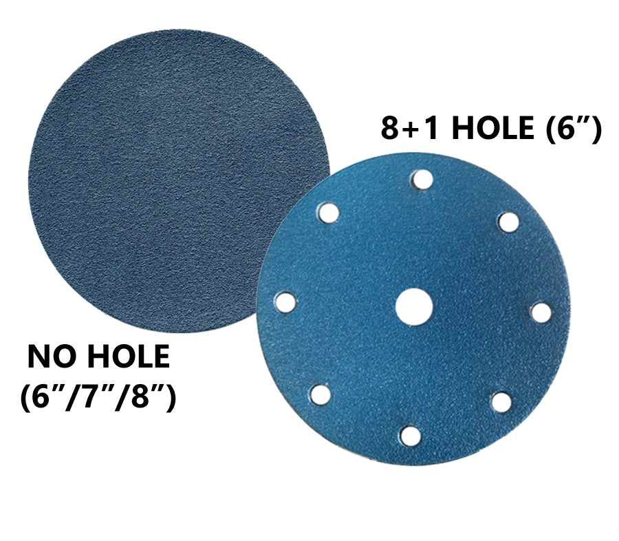 Sanding Discs 6″, 7″, 8″ No Hole / 8+1 Hole Zirconium 'Festool-Fit'